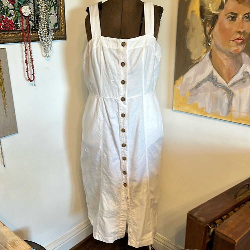 LOFT white linen sundress size 6P